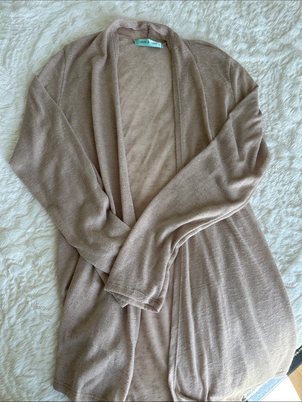 Chris & Carol Neutral Taupe Open-Front Women's Cardigan